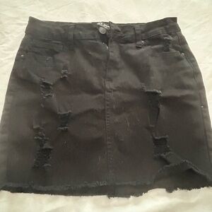 Wax Jean Black Distressed Mini Skirt